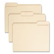 100% Recycled Manila Top Tab File Folders, 1/3-Cut Tabs: Assorted, Letter Size, 0.75" Expansion, Manila, 100/Box