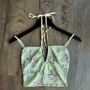 Abercrombie & Fitch Green Floral Halter Tank Top, XXS