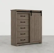 43″ 5 Drawer Chest w/ Barn Door