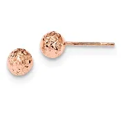 14K Rose Gold 6mm Diamond-Cut Ball Stud Earrings