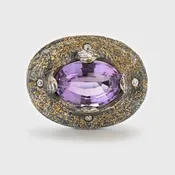 Amethyst and Diamond Ring in Argentium Silver