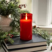 6" RED GLASS 3D FLAME CANDLE