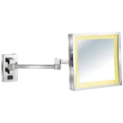 Lighted Wall Mount Makeup Mirror 8" x 8" Square - 5x Magnification