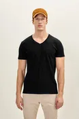 100% Cotton V-Neck T-Shirt - Black