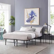 14 Foldable Metal Platform Bed Frame Mattress Foundation with Box Spring Replacement