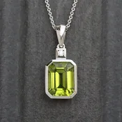 Apple Green Peridot Necklace in 14k White Gold