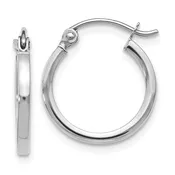 14K white gold small Hinged Hoop Earrings