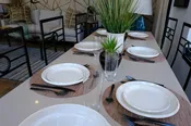 Vintage Iron Dining Table with Granite Top — Tracey Becker Interiors