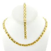 (2 SETS) Classic Womens Gold Tone Xoxo Hugs & Kisses Necklace and Bracelet Set 18/20 inches length in Stainless Steel