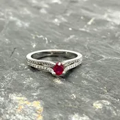 1/3ct Ruby And Diamond Band Ladies Ring 14k White Gold | Warren Jewelers