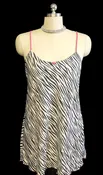 CUTE JOSIE NATORI ZEBRA SILKY NIGHTGOWN WITH HOT PINK TRIM