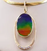 "Stellar Orbit" Ammolite Pendant w/ Diamonds