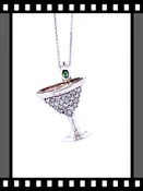 14KT WG DIAMOND MARTINI PENDANT
