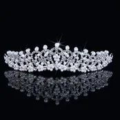 Autumn - Wedding Pearl and Cubic Zirconia Tiara - Silver