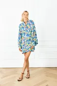 Blue Garden Sketch Micro Caftan