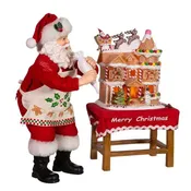 10.5" Fabriché™ Battery-Operated Santa With Gingerbread Houses, 2-Piece Set