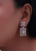 92.5 Sterling Silver Danglers With Lab Diamonds Made In A Symmetrical Design