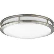 14" White Acrylic Flush Mount 2xE26 Sockets - Transitional Exterior in Brushed Nickel