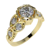 1.03ctw Rose Flower Round Diamond Engagement Ring