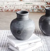 10.6" Black Terracotta Vase