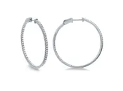 18kt White Gold Hoop Diamond Earrings