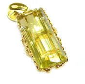 Authentic Golden Lemon Quartz 18K Gold over  .925 Sterling Silver handmade Pendant