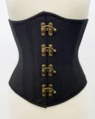 Black Cashmere with Brass Swing Hooks Classic Underbust Corset