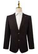 3 Piece Slim Fit Suit Set- Choc Pin