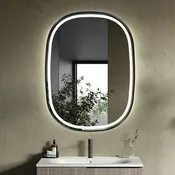 COLINE 24" x 32" Rounded Black Metal Framed LED Mirror