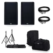 2x QSC K12.2 Speaker Package with Cables, Stands and Tote Bags