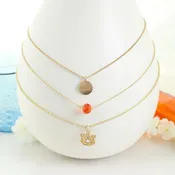 16” - 20” Auburn Matte Gold Logo Trio Necklace Set