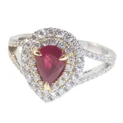 14K White Gold 1.40ct Diamond and Ruby Ring