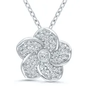 0.12 CTW Diamond Pendant Necklace in Sterling Silver, 18 Inch