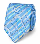 Aquamarine Striped Silk Tie and Pocket Square