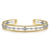 14K White and Yellow Gold Diamond Bujukan Cuff Bangle BG4908-62M45JJ