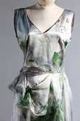 Foddis Gloss Satin & Chiffon Short Dress — Roses on Grey