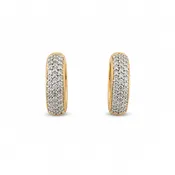 14K Yellow Gold Pave Diamond Huggie Hoop Earrings, 1.00 ctw