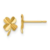 14k Polished Four Leaf Clover Post Earrings