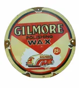 1951 Gilmore Polishing Wax 15 Cents Porcelain Sign