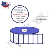 1.25'' x 1'' Direct Thermal Labels on a 1'' Core  - 4'' OD
