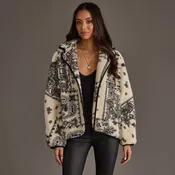 White & Black Paisley Fleece Coatigan