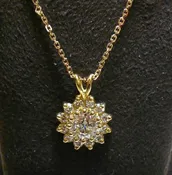 1.16ct Round Diamond Pendant on 14k Yellow Gold Chain J/SI2