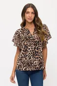 ANIMAL PRINT FLUTTER BLOUSE