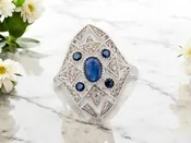 Amethysta | 10k White Gold | Sapphire and Natural Diamond | Ring