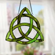 11.75" H Trinity Knot Celtic Stained Glass Window Panel