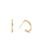 14k huggie hoops with bead set diamonds