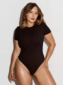 StreetForm Short Sleeve Shaping Bodysuit in Obsidian