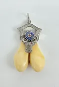 10k White Gold BPOE Order of the Elk Drop Pendant 1 3/8''