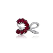Asymmetric Pear Ruby and Diamond Crossover Ring