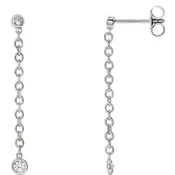 Bezel Set Chain Earrings